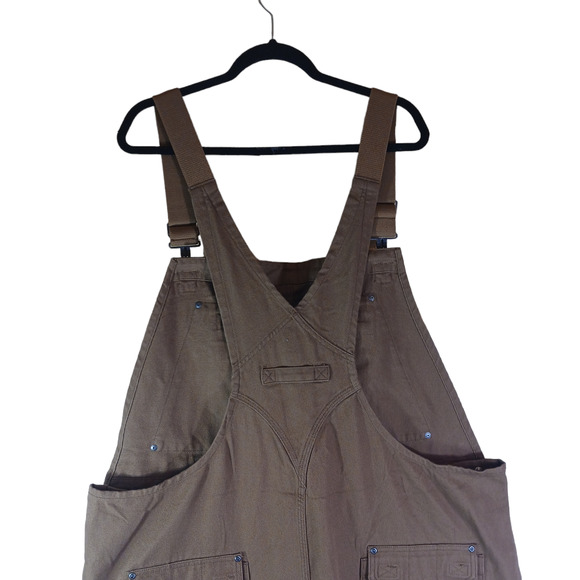 Duluth Trading Mens 46x30 Fire Hose Ultimate Bib Overalls Brown Cargo Comfy - Picture 8 of 16